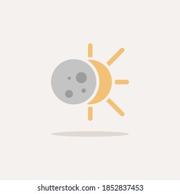 Solar eclipse. Color icon with shadow. Weather vector illustration