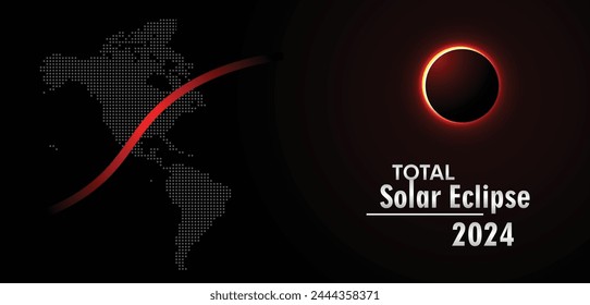 solar eclipse crossing on USA dotted map vector poster