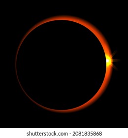 solar eclipse in the dark with a glow on the right