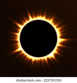 Solar eclipse and dark sky. The moon blocks the sun. Vector Illustration
