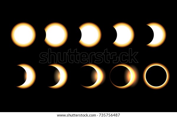 Solar Eclipse Different Phases Vector Illustration Stock Vector ...