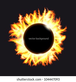 Solar eclipse. Frame of solar protuberances on a dark background.
