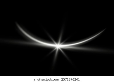 A solar eclipse with a glare from the appearing sun.