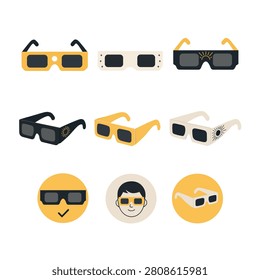 Solar Eclipse Glasses Icon Set