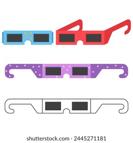 Conjunto de dibujos animados de Vector de gafas de eclipse solar aislado sobre un fondo blanco.