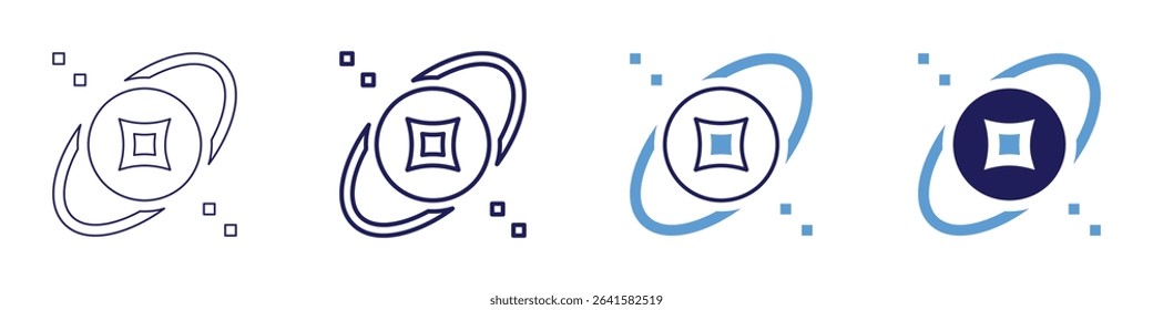 Solar eclipse icon in 4 different styles. Thin Line, Line, Bold Line, Duotone. Duotone style. Editable stroke.