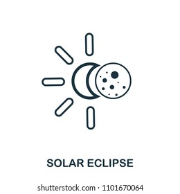 Solar Eclipse icon. Flat style icon design. UI. Illustration of solar eclipse icon. Pictogram isolated on white. Ready to use in web design, apps, software, print.