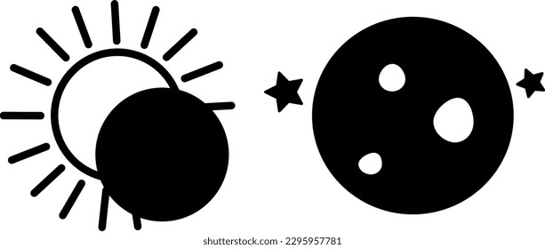 Solar eclipse icon. Full moon icon. Black Weather Icons