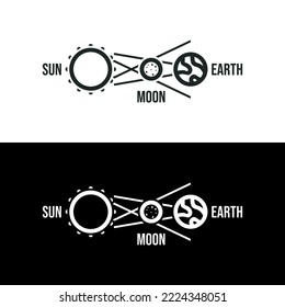 Solar eclipse icon isolated on white background. editable text.