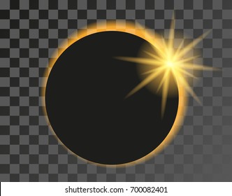 Solar eclipse illustration on transparent background