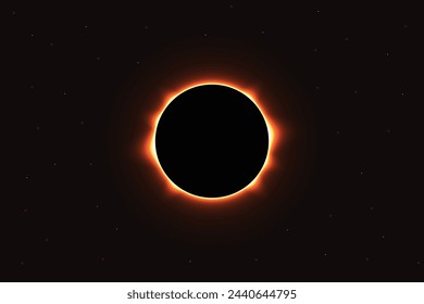 Solar Eclipse Illustration with star background. Total solar eclipse vector illustration.