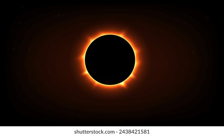 Solar Eclipse Illustration with star background.Total solar eclipse vector illustration.Total solar eclipse with meteorites and clouds on dark space background. Vector illustration	