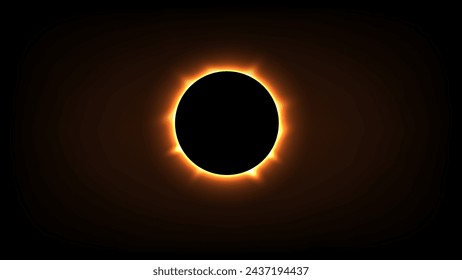 Solar Eclipse Illustration.Total solar eclipse vector illustration.Total solar eclipse with meteorites and clouds on dark space background. Vector illustration