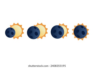 Solar eclipse infographics in flat cartoon style