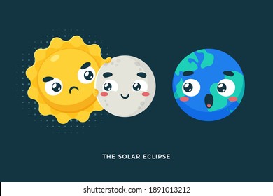 The Solar Eclipse. Isolated Vector Illustration.