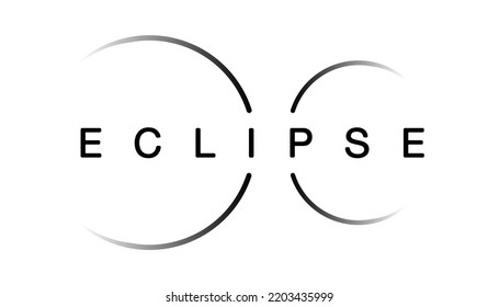 Logo del eclipse solar. Fondo minimalista con tipografía, círculo brillante. recurso gráfico para publicidad, ciencia, astrología, logotipo, icono, eventos naturales, concepto y otros. Vector.