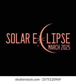 Solar Eclipse March 2025 vintage graphic 