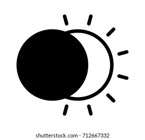 Solar eclipse with the moon blocking the sun flat vector icon for apps and websites