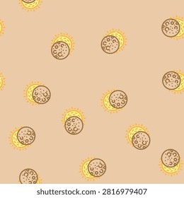 solar eclipse natural phenomena vector seamless pattern solar eclipse natural phenomena sign illustration