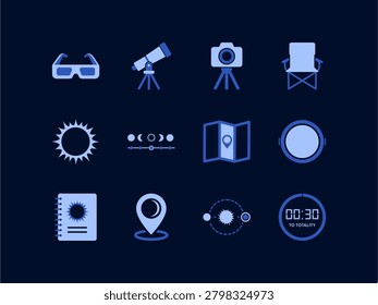 Solar Eclipse Observation and Astronomy Event Icons