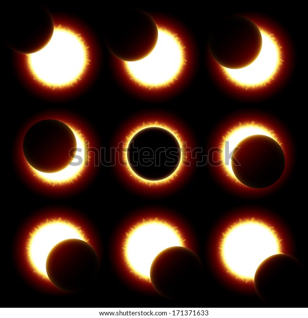 Solar Eclipse Phases Vector Stock Vector (Royalty Free) 171371633