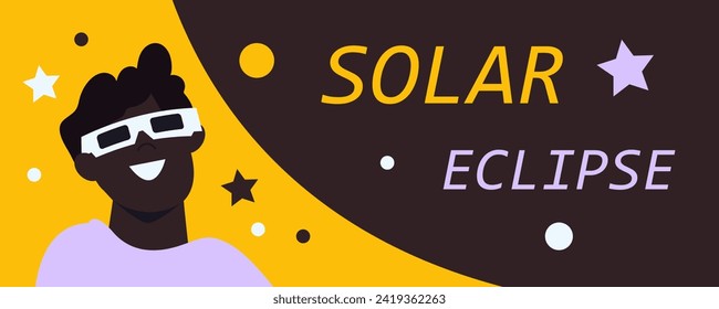 Solar eclipse. Poster template, web banner, or card.vector illustration.