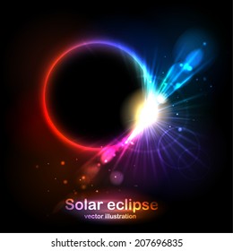 Solar Eclipse. Radiance and glow in the sky. Vector illustration can be used for web design, wallpapers, futuristic designs and banners.