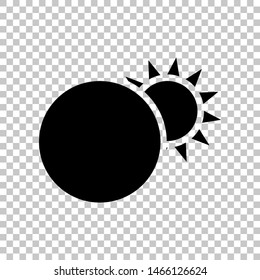 Solar eclipse sign. Black icon on transparent background. Illustration.