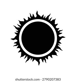 Solar Eclipse Silhouette Icon for Celestial Astronomy Observation Events