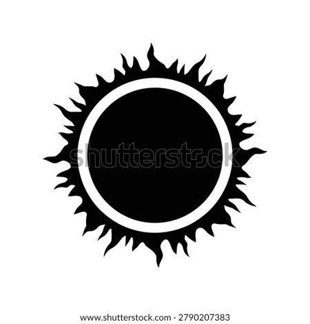 Solar Eclipse Silhouette Icon for Celestial Astronomy Observation Events