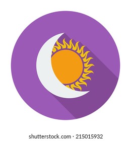 Solar eclipse. Single flat color icon. Vector illustration.