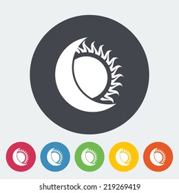 Solar eclipse. Single flat icon on the circle. Vector illustration.