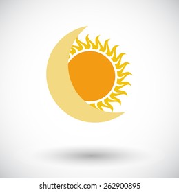 Solar eclipse. Single flat icon on white background. Vector illustration.