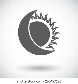 Solar eclipse. Single flat icon on white background. Vector illustration.