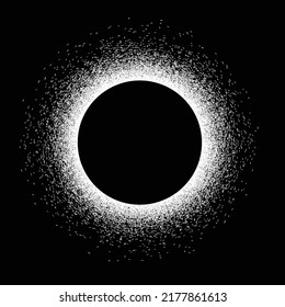 Solar eclipse .Star and moon in space. Futuristic landscape, with noise texture . Night landscape .Vector illustration