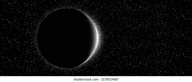 Solar eclipse .Star and moon in space. Futuristic landscape, with noise texture . Night landscape .Vector illustration