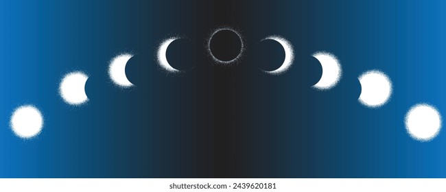 Solar eclipse .Star and moon in space. Futuristic landscape, with noise texture . Night landscape .Vector illustration