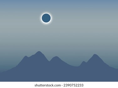 Solar eclipse in Switzweland, Mountain beautiful landscape with sky
