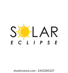 solar eclipse text logo design vector flat