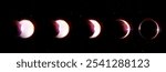 Solar eclipse total and partial phase space vector. Lunar ring cycle with different sun shine. 3d cosmos magic moonphase half and complete effect. Neon astrology sphere glow sequence for night sky