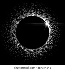 Solar Eclipse. Vector sun illustration.Cosmic illustration.Vector eclipse. Grey shades.