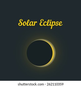 solar eclipse with yellow glow. concept of astrology, astronomical picture, learning, darkening, overlap. isolated on stylish background. flat style trendy modern design eps10 vector illustration