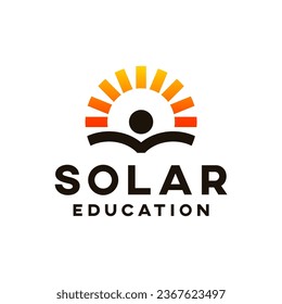 Solar Education Logo. Renewable Energy, Solar Power, Eco-Friendly Learning