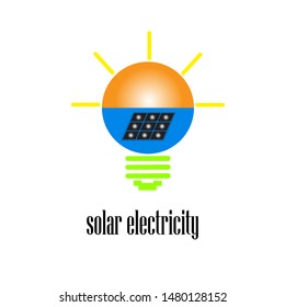 Solar electric light bulb logo template. Solar panel and solar vector design. Illustration of renewable energy