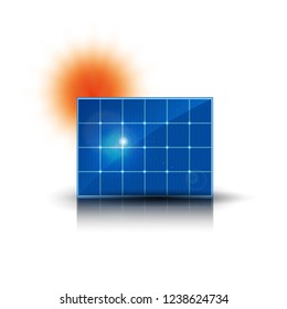 Solar electric panel produce electricity. Vector color illustration.