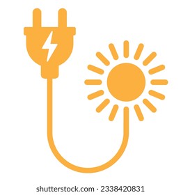 Solar electrical services and supply icons, energy saving concept, electricity connection graphic elements. light bulb and plug fork. Flat design vector illustration