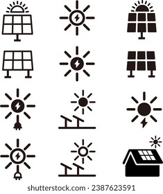 Juego de iconos de electricidad solar : vector