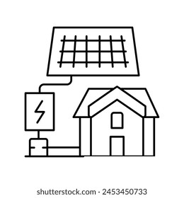 Vector de línea de instalación de energía solar. símbolo de instalación de energía solar. contorno aislado ilustración negra