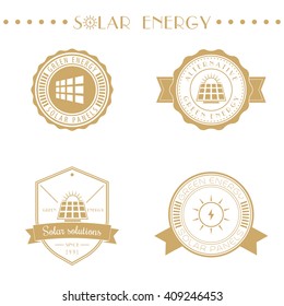 solar energetics signs, isolated over white, vector illustration