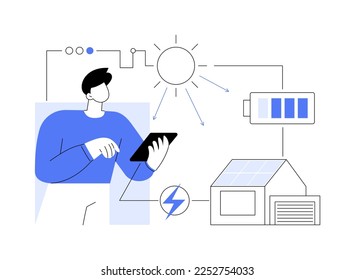 Solar energy abstract concept vector illustration. Solar panel, power plant, alternative source of electricity, radiant light, artificial photosynthesis, sun energy, resources abstract metaphor.